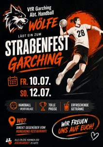 Flyer für die Handballabteilung am Garchingerstraßenfest Juli 2026